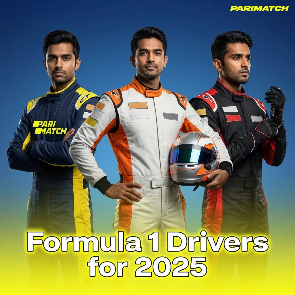 Table showing 2025 Formula 1 teams, driver lineups, and championship odds for all ten constructors and twenty drivers — Parimatch in India