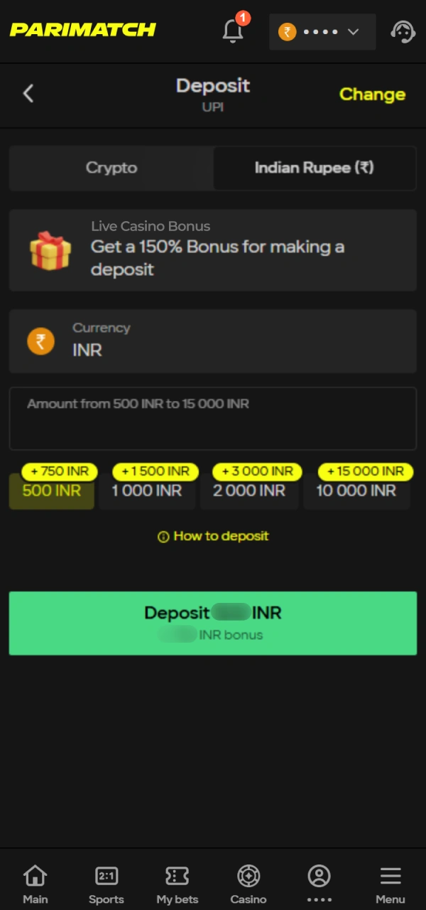 Fund your balance to bet on real money at Parimatch Live Casino tables.