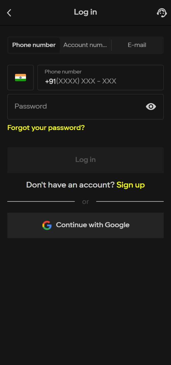 Sign in to start the Parimatch India withdrawal process.